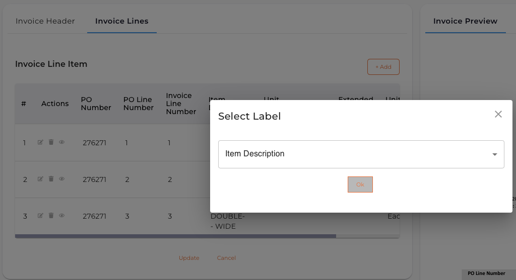 Select Label Modal